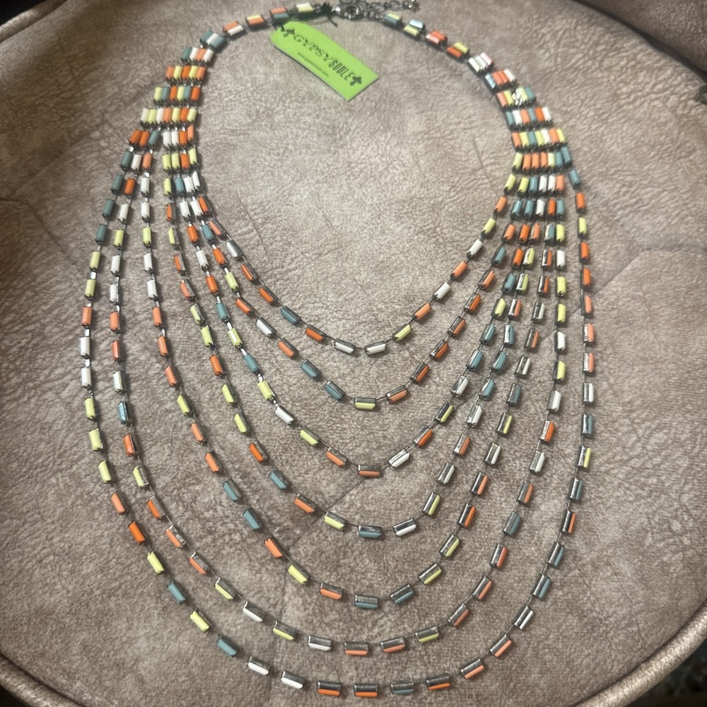 NWT Gypsy Soule Layered Bead Necklace Western Boho Cowgirl Statement